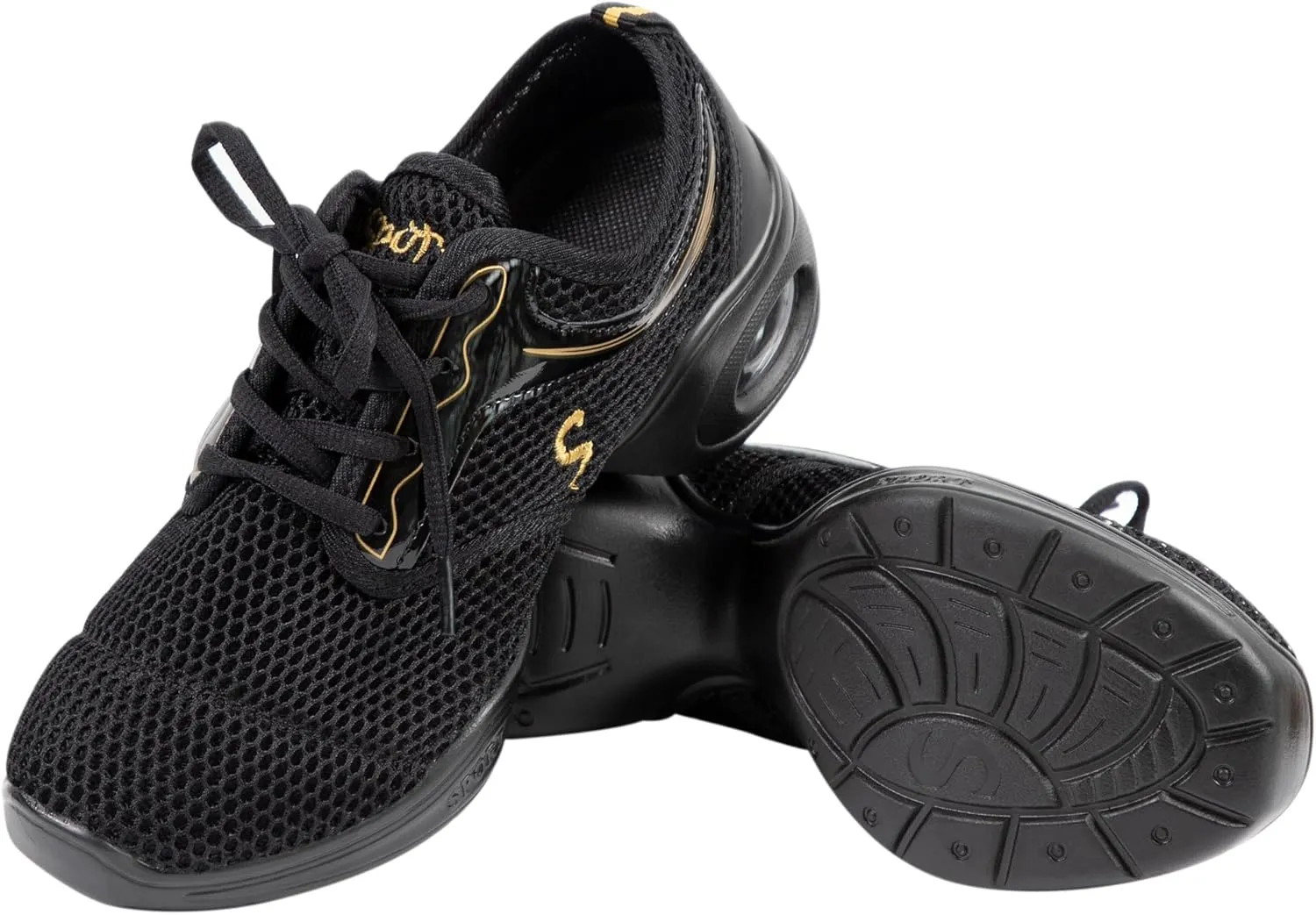 Linodes Women's Breathable Mesh Upper Jazz Dance Sneaker with Split Sole and Air Cushion Dance Multifunctional Walking Shoes Anti-Slip