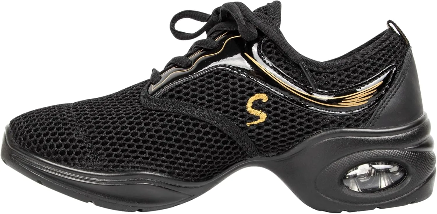 Linodes Women's Breathable Mesh Upper Jazz Dance Sneaker with Split Sole and Air Cushion Dance Multifunctional Walking Shoes Anti-Slip
