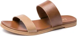 LM Women's Slide Sandals Two Band Slip On Flat Sandals Casual Summer Sandals