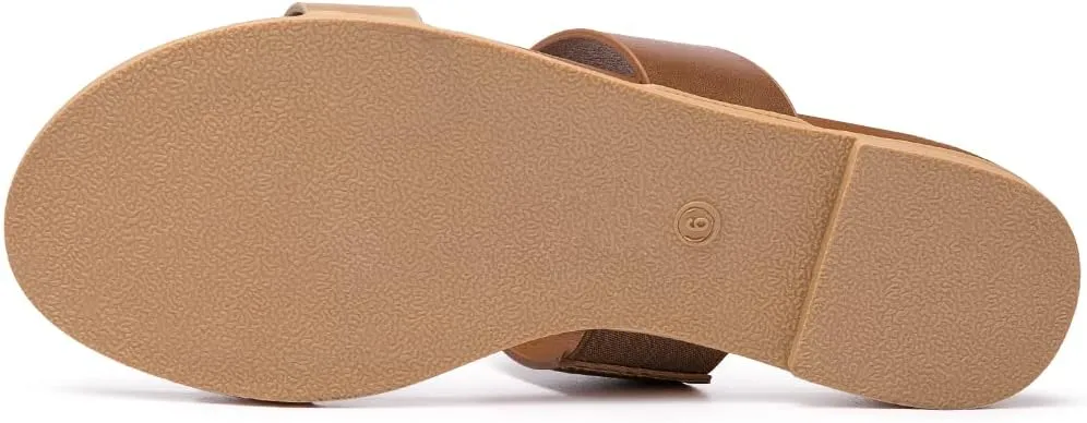LM Women's Slide Sandals Two Band Slip On Flat Sandals Casual Summer Sandals
