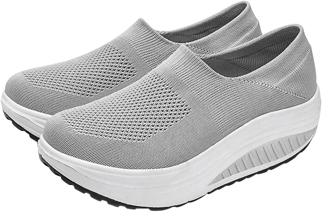 Loafers for Women Comfortable Lightweight Walking Shoes Breathable Knit Casual Sneakers Non-Slip Rocker Walking Shoes