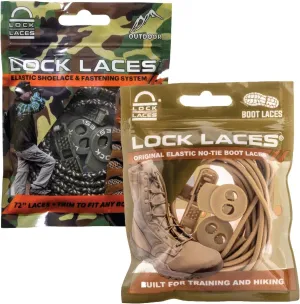 Lock Laces Premium Heavy Duty Elastic No-Tie Laces (2 Pair) for Boots and Shoes