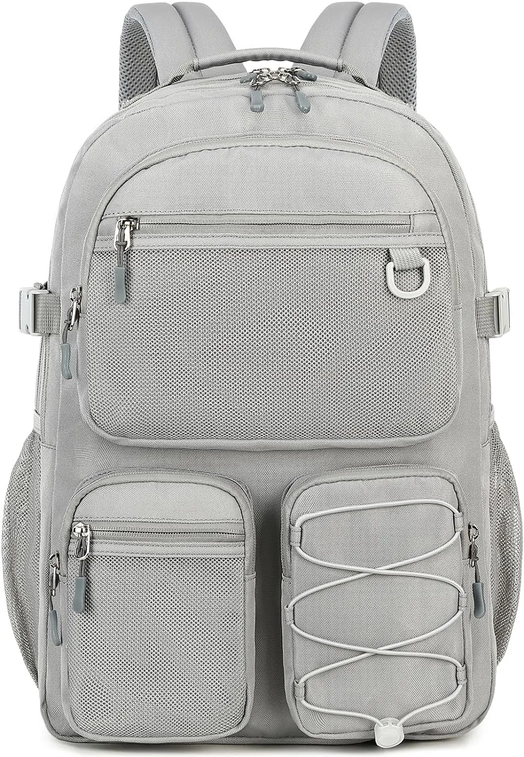 Lohol Water Resistant Daypack with Mulitiple Pockets for School Travel Outdoor College, 15.6 inch Laptop Backpack for Men and Women (Grey)