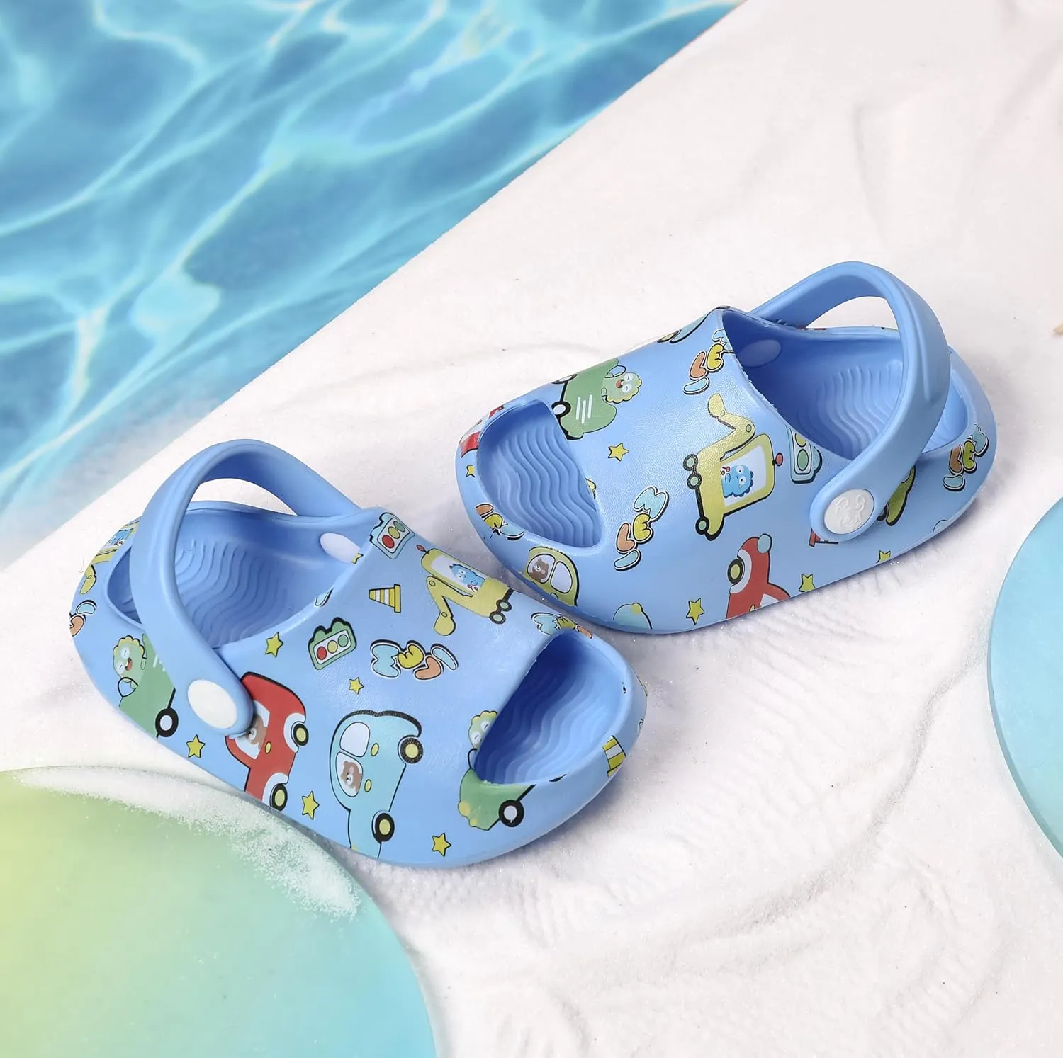 LONSOEN Kids Summer Clogs Boys Girls Slide Sandals Adjustable Toddler Indoor Outdoor Slippers Children Beach Pool Shoes