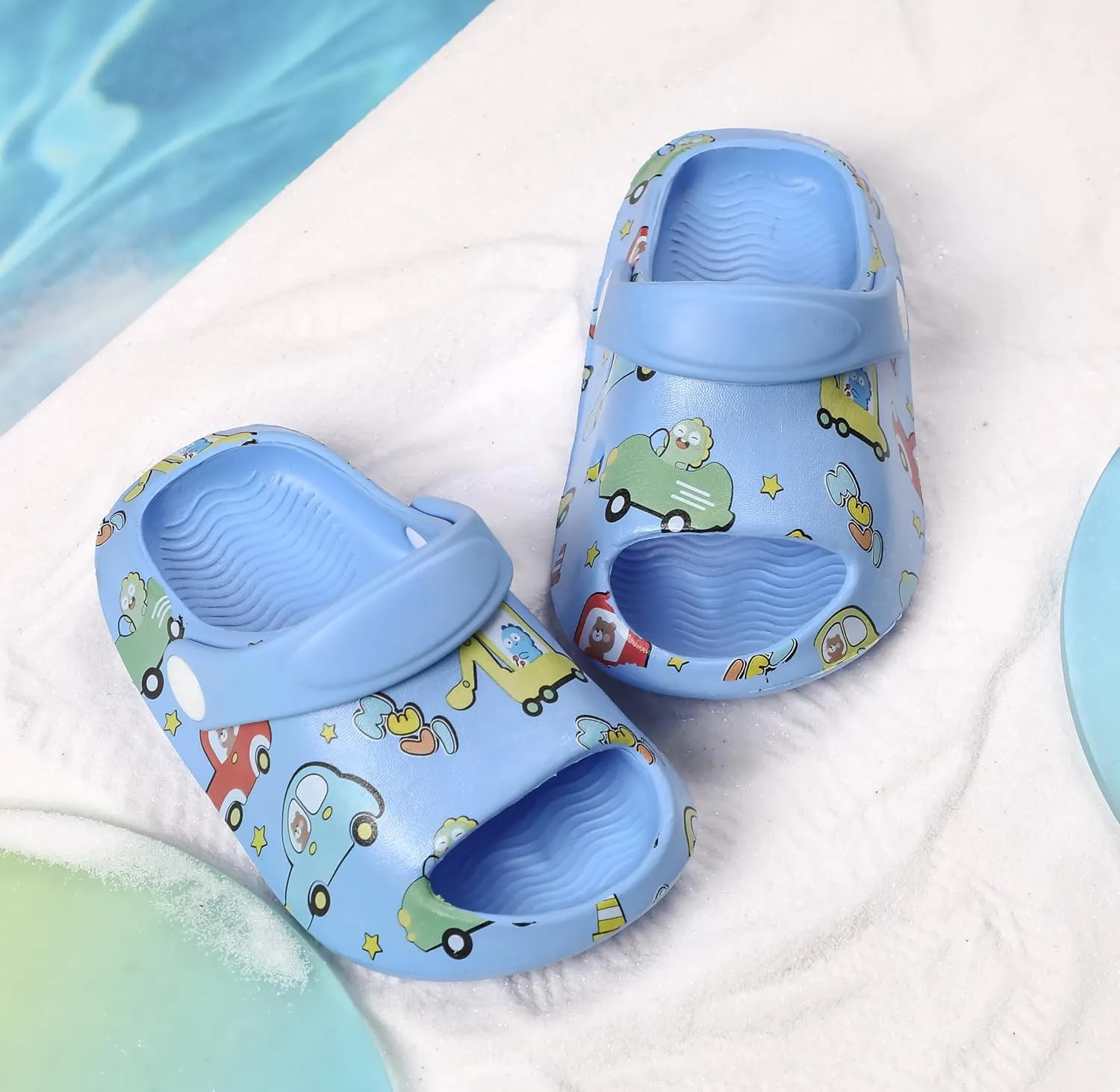 LONSOEN Kids Summer Clogs Boys Girls Slide Sandals Adjustable Toddler Indoor Outdoor Slippers Children Beach Pool Shoes