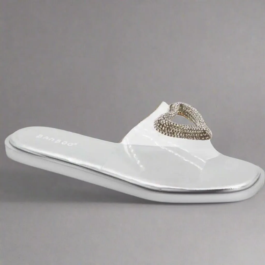 LOVE Clear Silver Rhinestone Sandals Collection