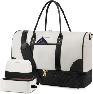 LOVEVOOK Travel Bag,Weekender Bag for Women Travel Duffle Bag with Shoe Compartment,Carry on Overnight Bag with Wet Pocket,Gym Yoga Duffel Bag,Hospital Bags for Labor and Delivery,3 Pcs Set