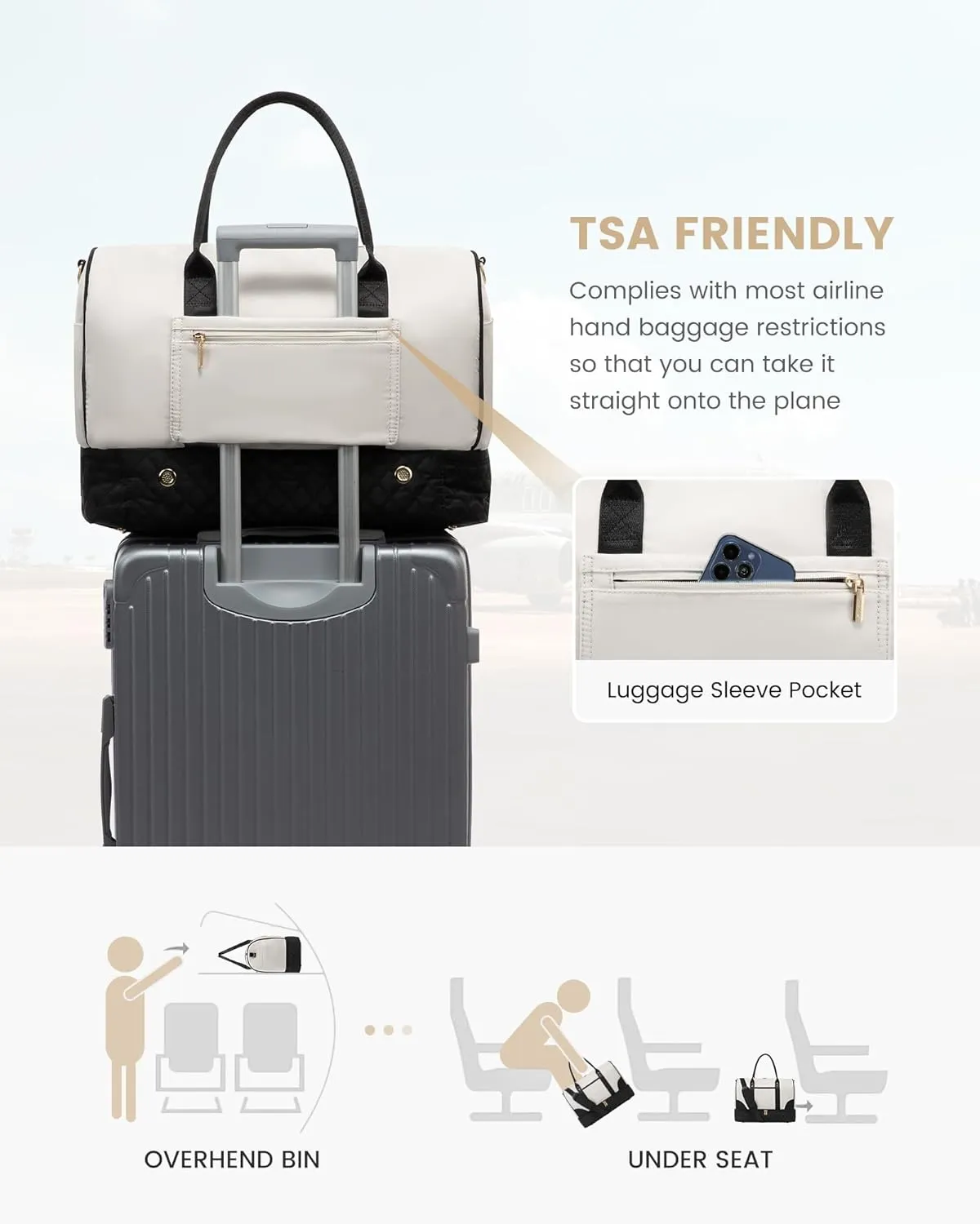 LOVEVOOK Travel Bag,Weekender Bag for Women Travel Duffle Bag with Shoe Compartment,Carry on Overnight Bag with Wet Pocket,Gym Yoga Duffel Bag,Hospital Bags for Labor and Delivery,3 Pcs Set