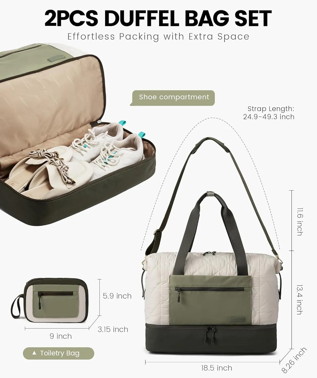LOVEVOOK Weekender Bags for Women, Puffer Travel Duffel Bags for Woman, Large Hospital Bag for Women Labor Delivery with Shoe Compartment, Carry On Overnight Bag, Personal Item Travel Bag for Airplane