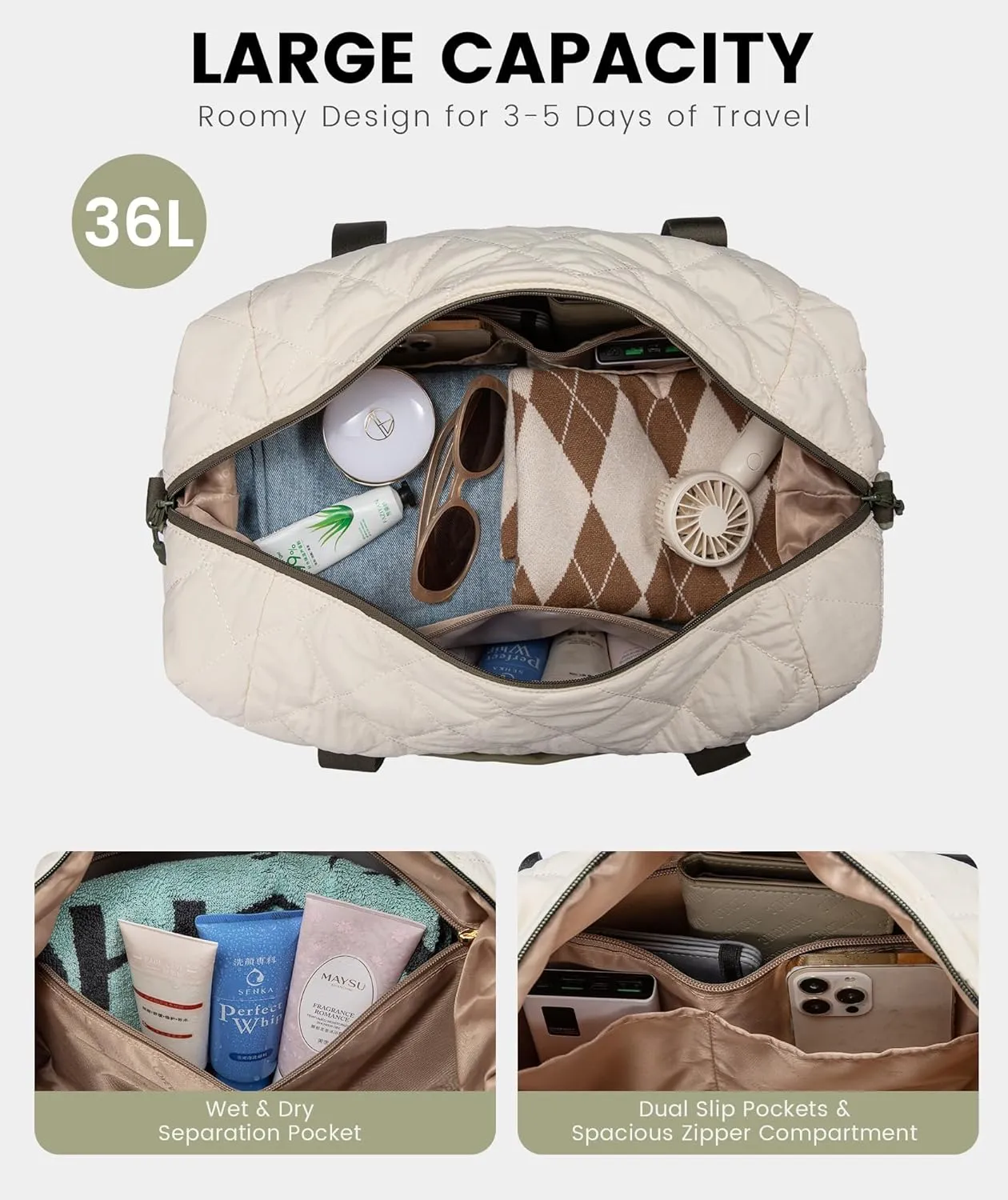LOVEVOOK Weekender Bags for Women, Puffer Travel Duffel Bags for Woman, Large Hospital Bag for Women Labor Delivery with Shoe Compartment, Carry On Overnight Bag, Personal Item Travel Bag for Airplane