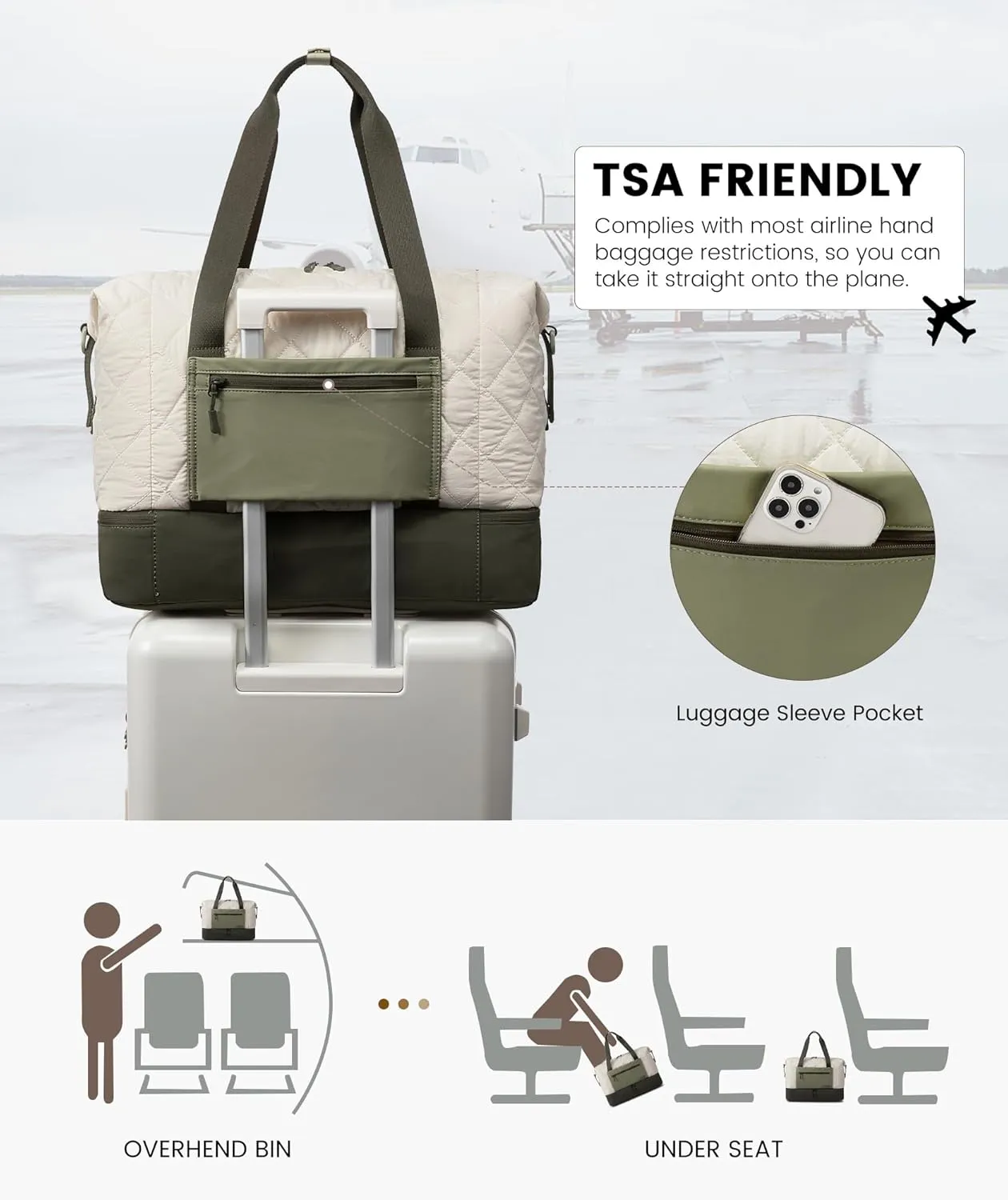LOVEVOOK Weekender Bags for Women, Puffer Travel Duffel Bags for Woman, Large Hospital Bag for Women Labor Delivery with Shoe Compartment, Carry On Overnight Bag, Personal Item Travel Bag for Airplane
