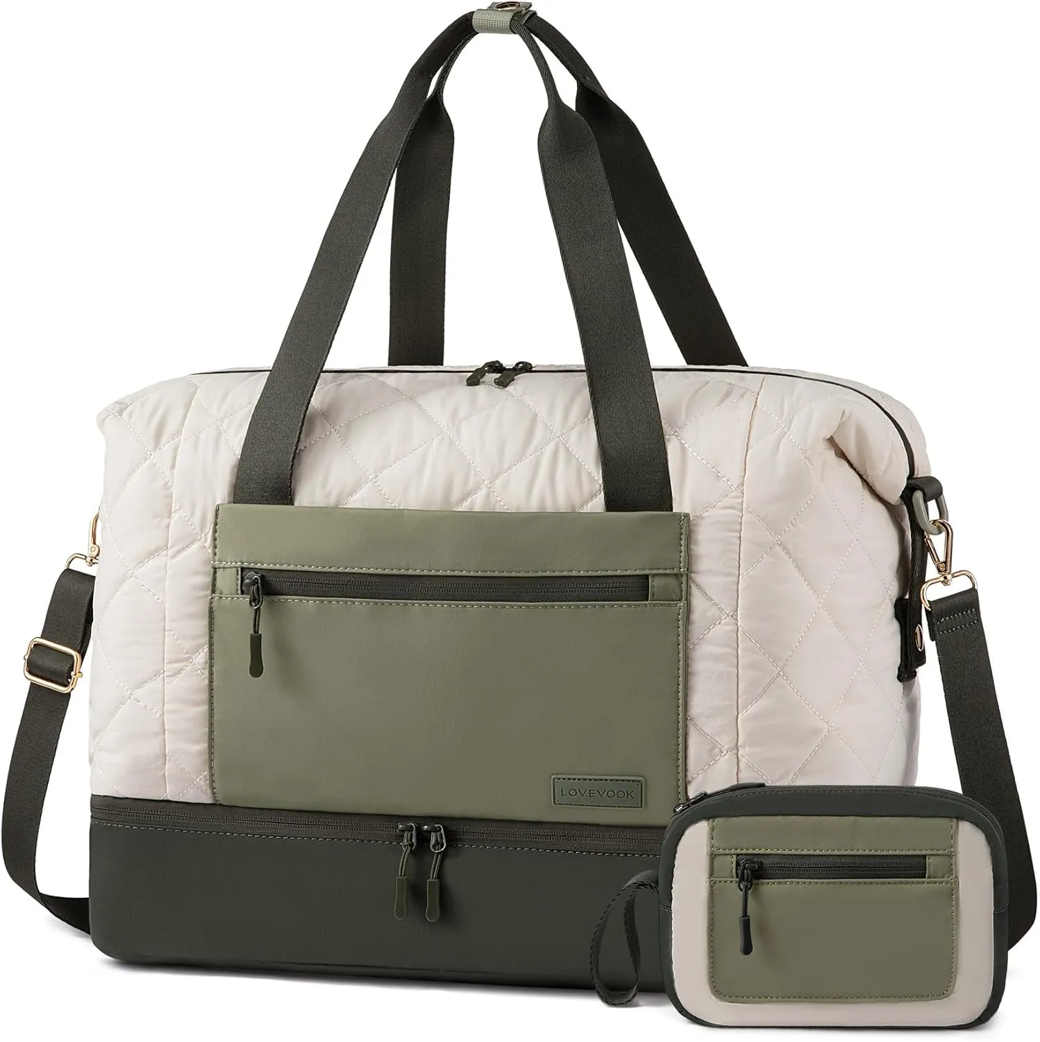 LOVEVOOK Weekender Bags for Women, Puffer Travel Duffel Bags for Woman, Large Hospital Bag for Women Labor Delivery with Shoe Compartment, Carry On Overnight Bag, Personal Item Travel Bag for Airplane