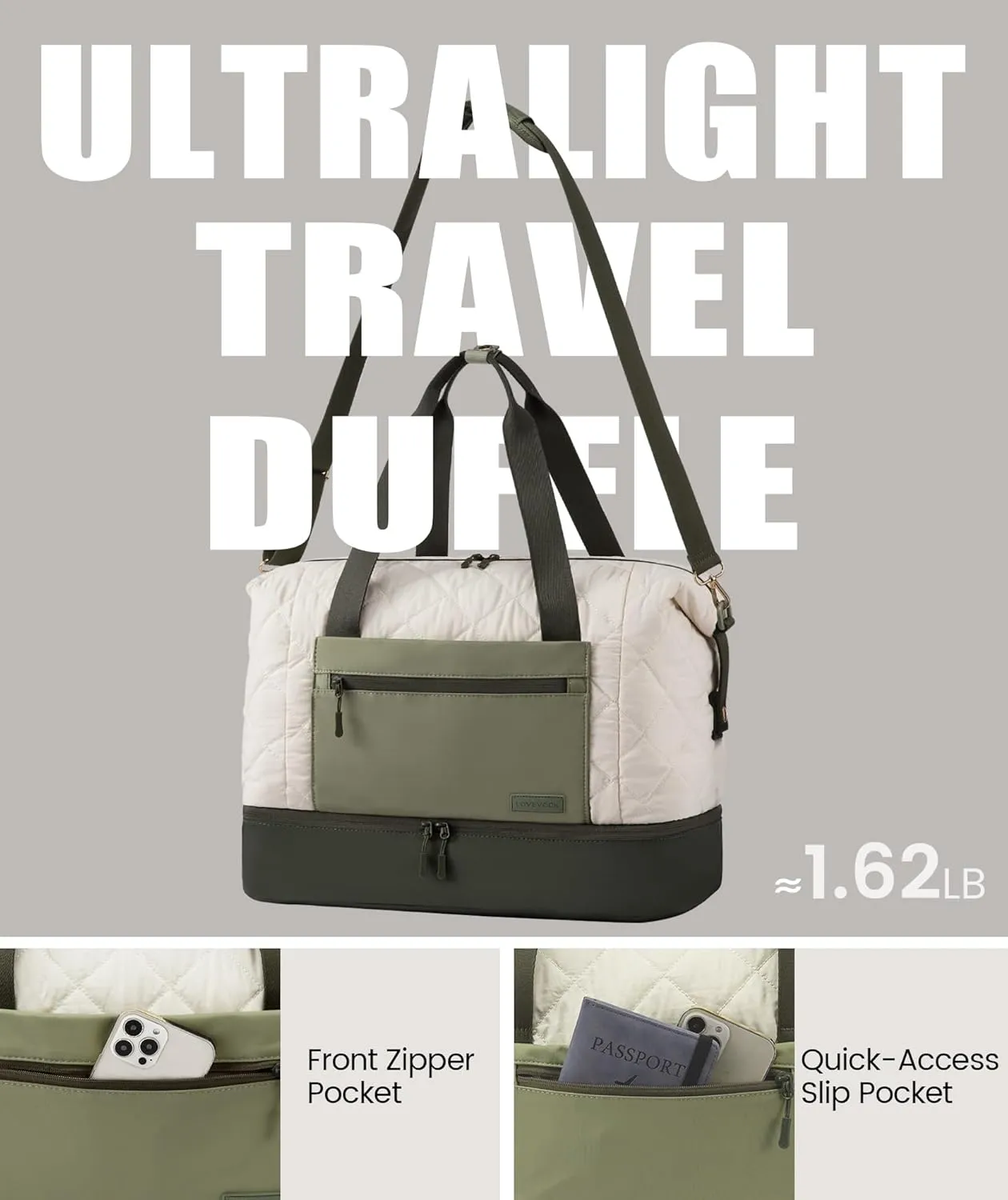 LOVEVOOK Weekender Bags for Women, Puffer Travel Duffel Bags for Woman, Large Hospital Bag for Women Labor Delivery with Shoe Compartment, Carry On Overnight Bag, Personal Item Travel Bag for Airplane