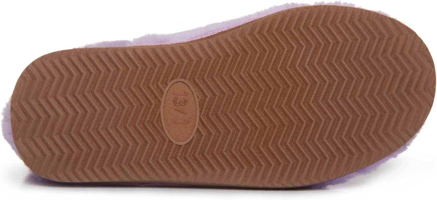 Lucky Brand Girls Plush Bootie Slippers, Fuzzy Rubber Sole Bedroom Slipper Booties, Little Kids Cozy Fluffy House Shoes Boots