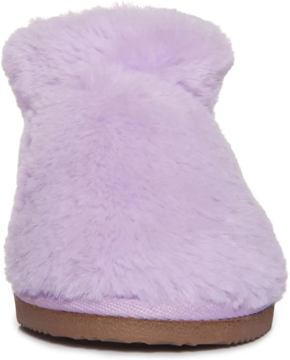 Lucky Brand Girls Plush Bootie Slippers, Fuzzy Rubber Sole Bedroom Slipper Booties, Little Kids Cozy Fluffy House Shoes Boots