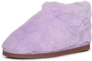 Lucky Brand Girls Plush Bootie Slippers, Fuzzy Rubber Sole Bedroom Slipper Booties, Little Kids Cozy Fluffy House Shoes Boots