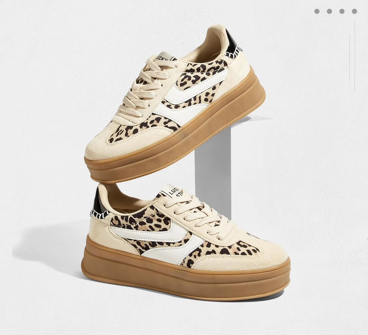 LUCKY STEP Platform Sneakers for Women Fashion Retro Thick Rubber Gum Sole Comfortable Tennis Skate Trainer Classic Walking Shoes Casual Streetwear