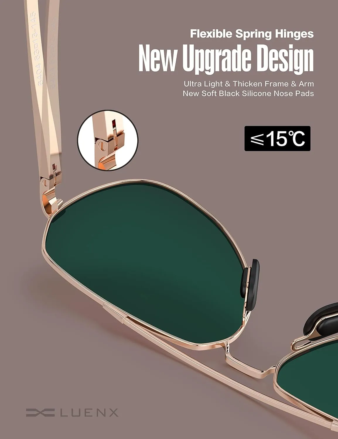 LUENX Aviator Sunglasses for Men Women Polarized New Shades Large Metal Frame - UV 400 Protection