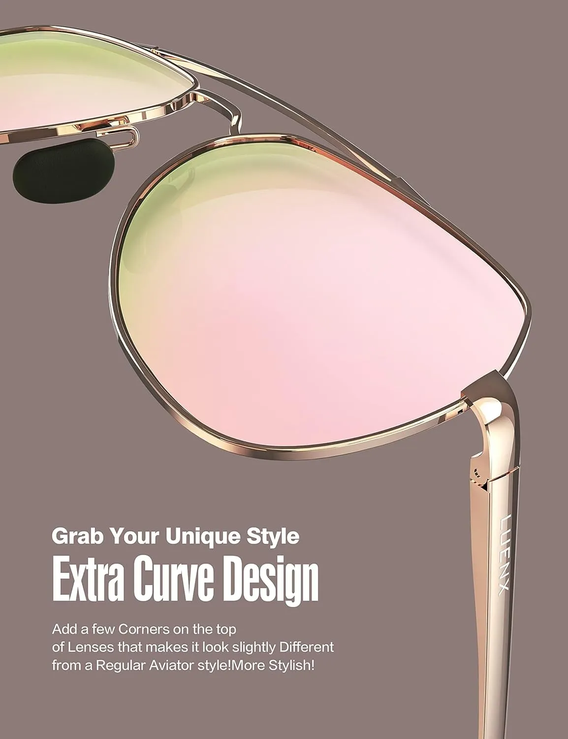 LUENX Aviator Sunglasses for Men Women Polarized New Shades Large Metal Frame - UV 400 Protection