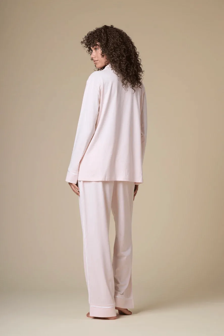 Luxe Stretch Cotton Pajama Set in Pink Peony