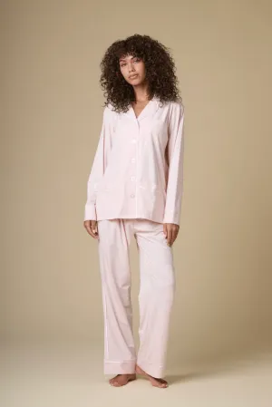 Luxe Stretch Cotton Pajama Set in Pink Peony