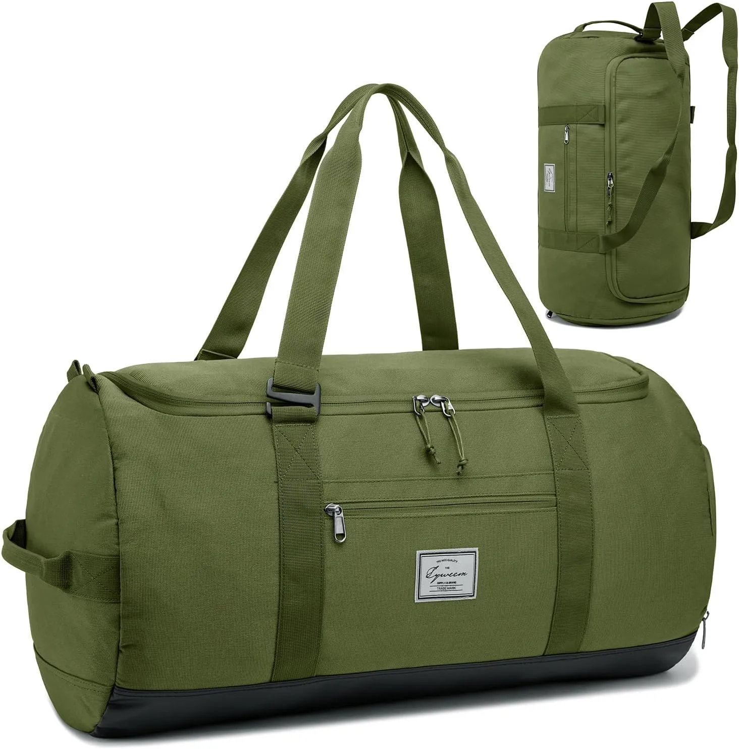 Lyweem 60L Duffle Bag for Men, Large Travel Duffel Bag for Women Lightweight Weekender Overnight Bag with Shoes Compartment Multifunctional Sports Gym Bags, Green
