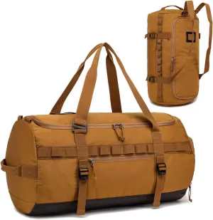 Lyweem 60L Duffle Bag for Men Travel Duffel Bag Large Size for Women Weekender Overnight with Shoes Compartment Multifunctional Gym Bags, Brown