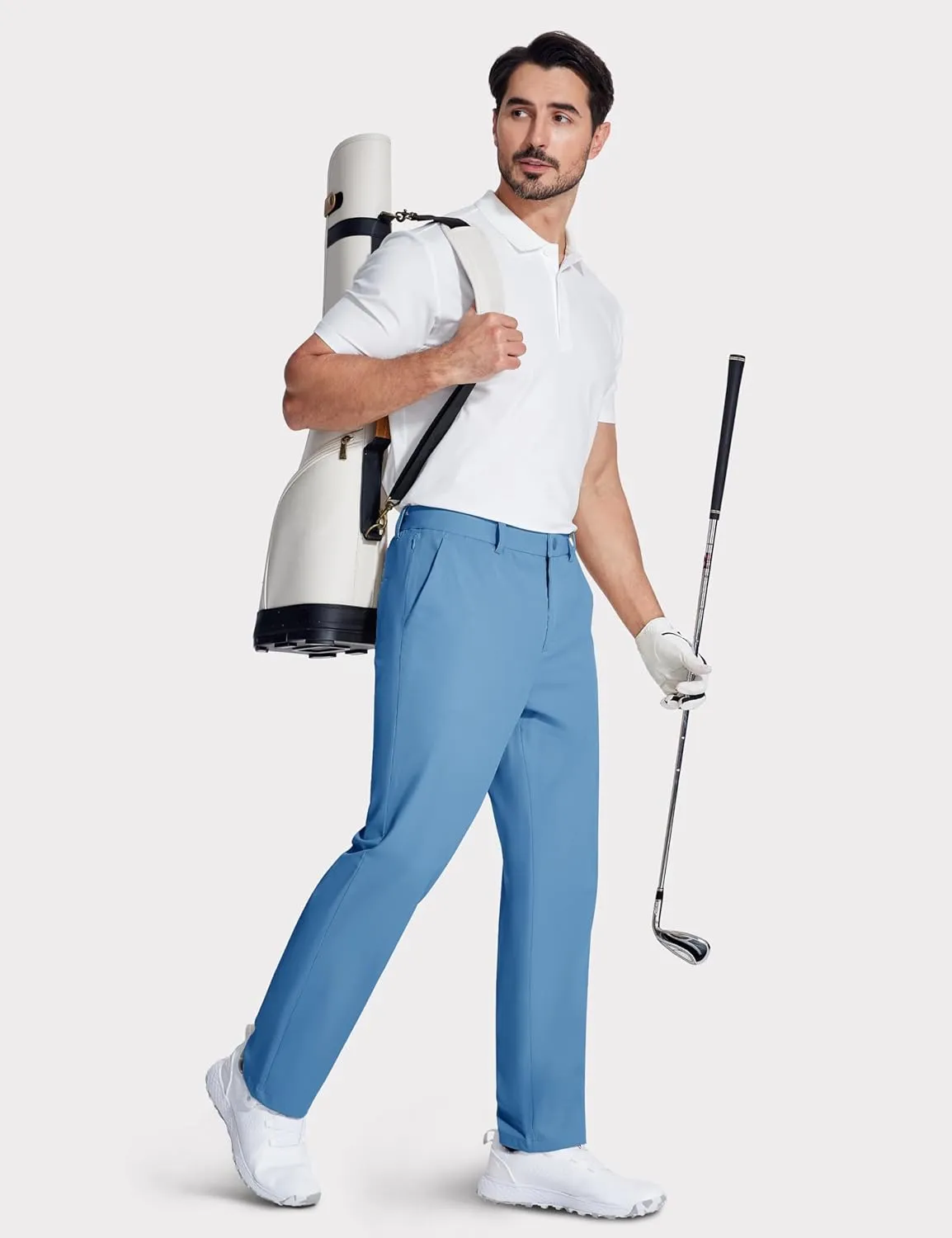 MAGCOMSEN Mens Golf Pants Stretch Dress Pants Quick Dry Water Resistant Lightweight Flat Front Work Pants Moisture Wicking