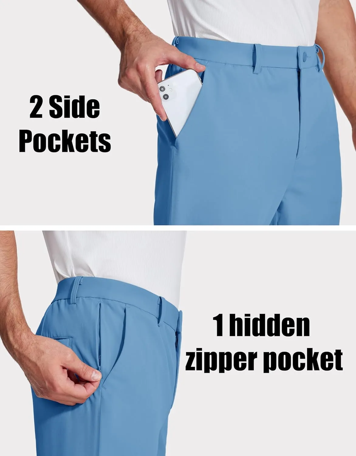 MAGCOMSEN Mens Golf Pants Stretch Dress Pants Quick Dry Water Resistant Lightweight Flat Front Work Pants Moisture Wicking