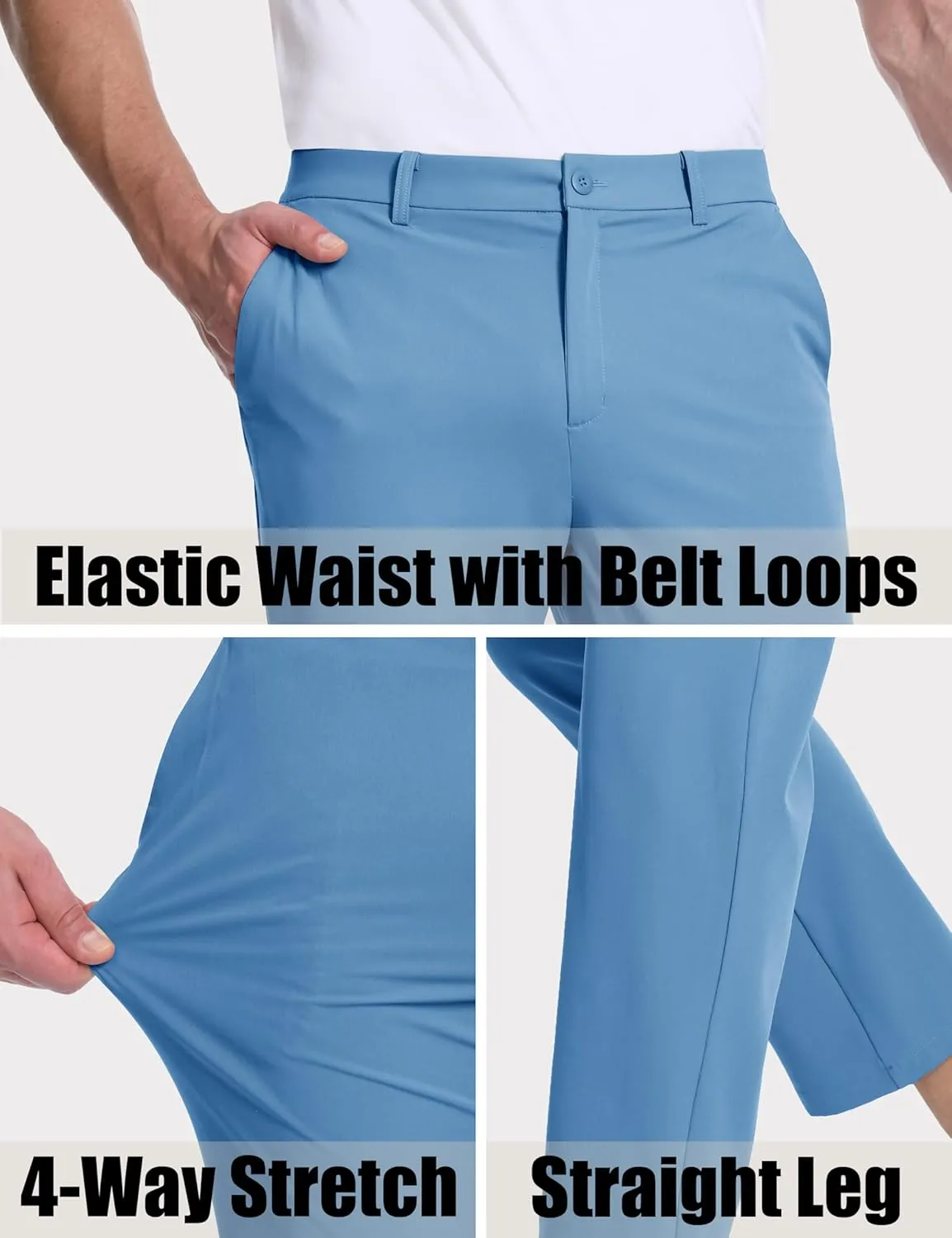 MAGCOMSEN Mens Golf Pants Stretch Dress Pants Quick Dry Water Resistant Lightweight Flat Front Work Pants Moisture Wicking