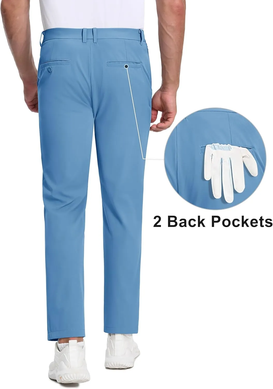 MAGCOMSEN Mens Golf Pants Stretch Dress Pants Quick Dry Water Resistant Lightweight Flat Front Work Pants Moisture Wicking