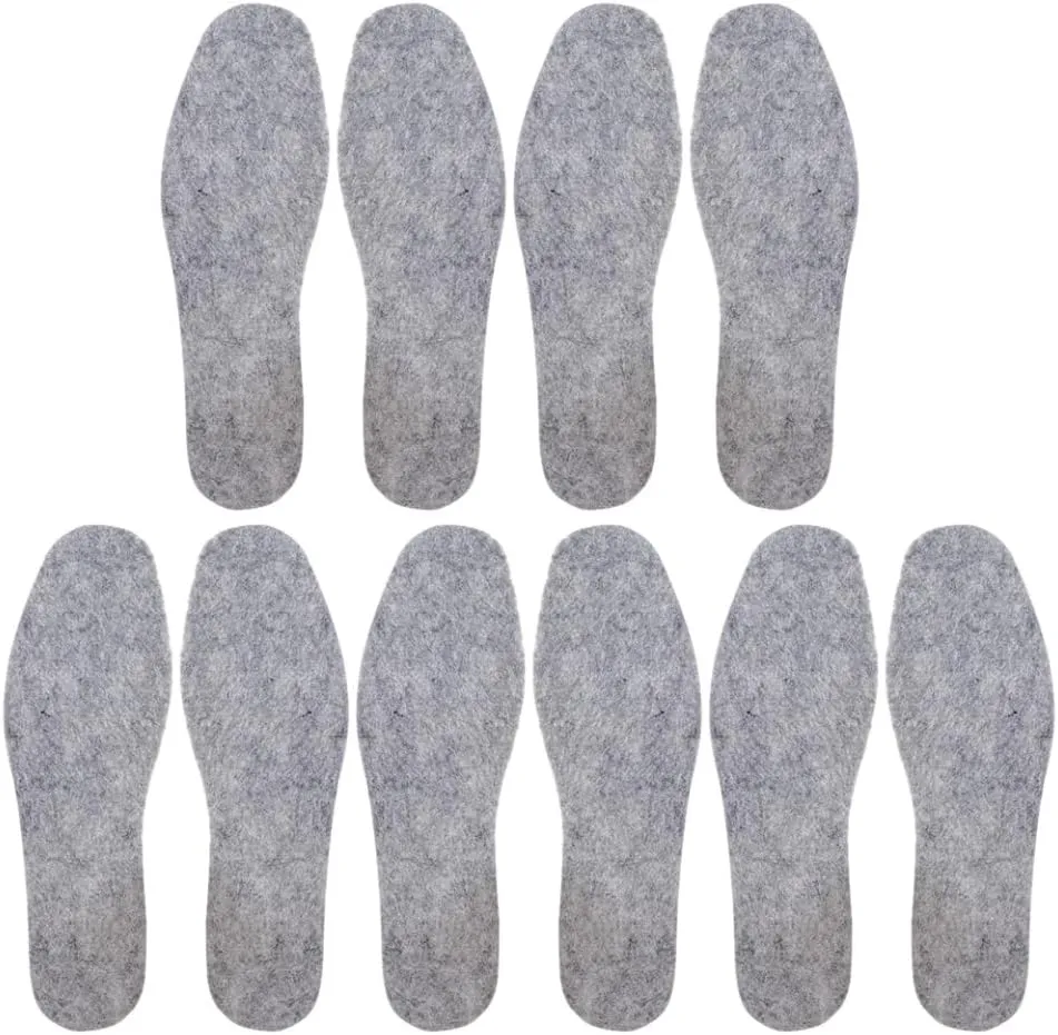 MAGICLULU Shoe Insoles 5 Pack of Warm Wool Inserts for Women Men Breathable Sturdy Sole Pads