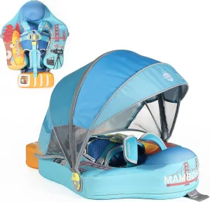 Mambobaby Float Deluxe Baby Pool Float: Safe & Comfortable Swim Trainer for Infants & Toddlers, Non-Inflatable Design, UV Protection Canopy, Fun Water Experience for Ages 3-24 Months