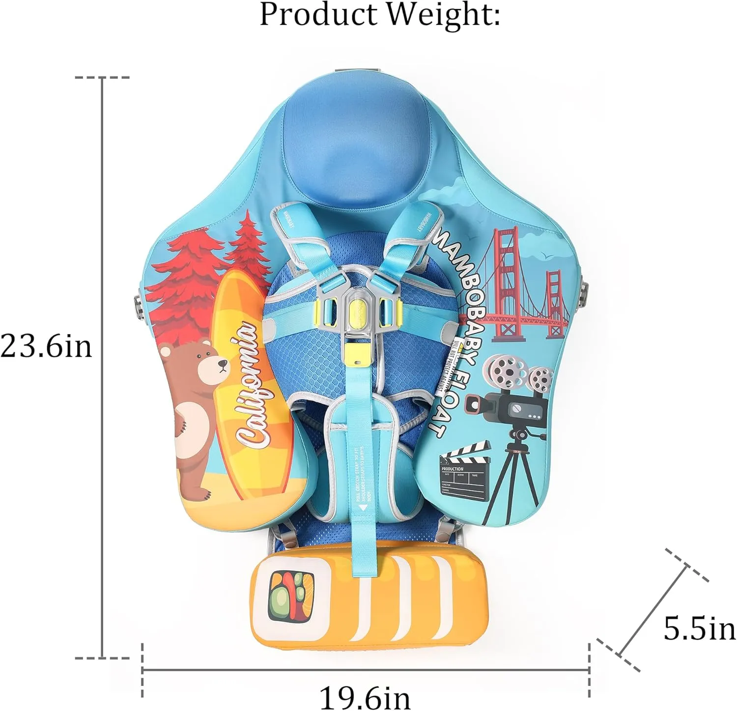 Mambobaby Float Deluxe Baby Pool Float: Safe & Comfortable Swim Trainer for Infants & Toddlers, Non-Inflatable Design, UV Protection Canopy, Fun Water Experience for Ages 3-24 Months