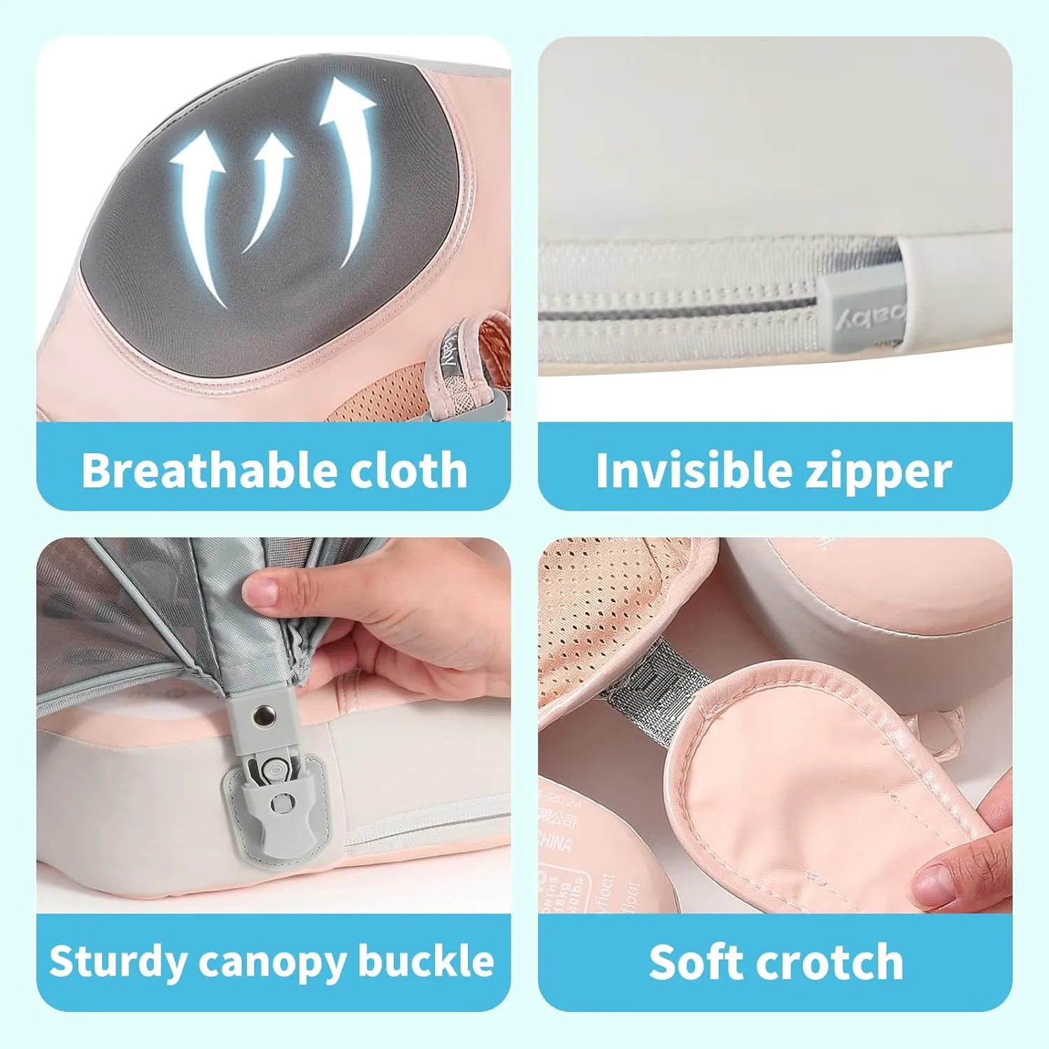 Mambobaby Float with Canopy and Tail New Upgraded Non-Inflatable Baby Pool Float Mambo Float Swim Trainer Solid Infant Swim Float Adjustable Pearl Foam Baby Swim Ring