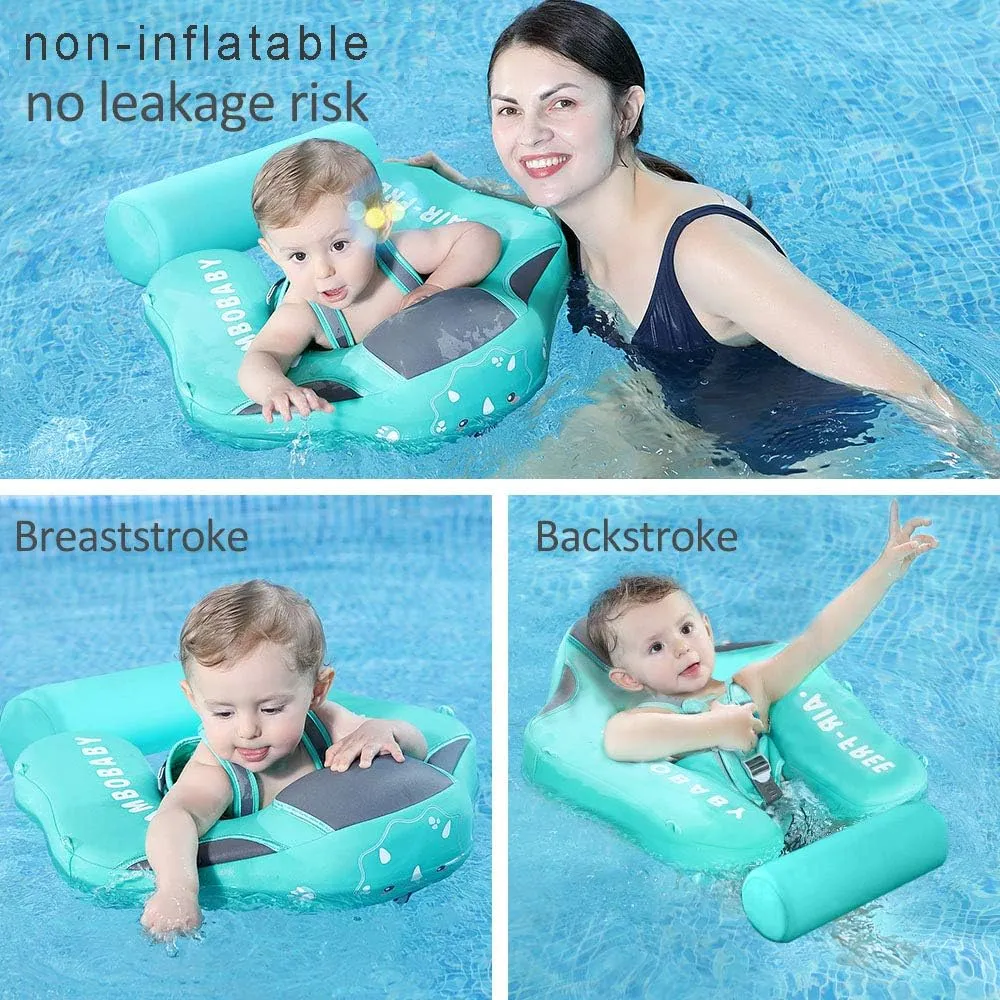 Mambobaby Float with Canopy and Tail New Upgraded Non-Inflatable Baby Pool Float Mambo Float Swim Trainer Solid Infant Swim Float Adjustable Pearl Foam Baby Swim Ring