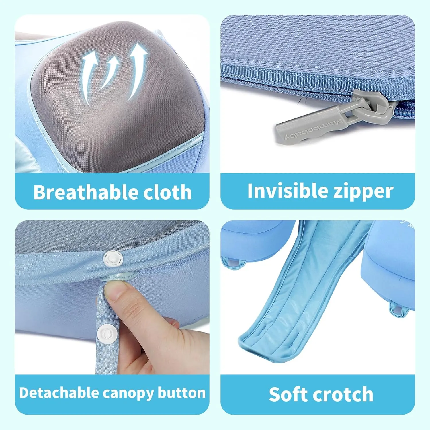 Mambobaby Float with Canopy and Tail New Upgraded Non-Inflatable Baby Pool Float Mambo Float Swim Trainer Solid Infant Swim Float Adjustable Pearl Foam Baby Swim Ring