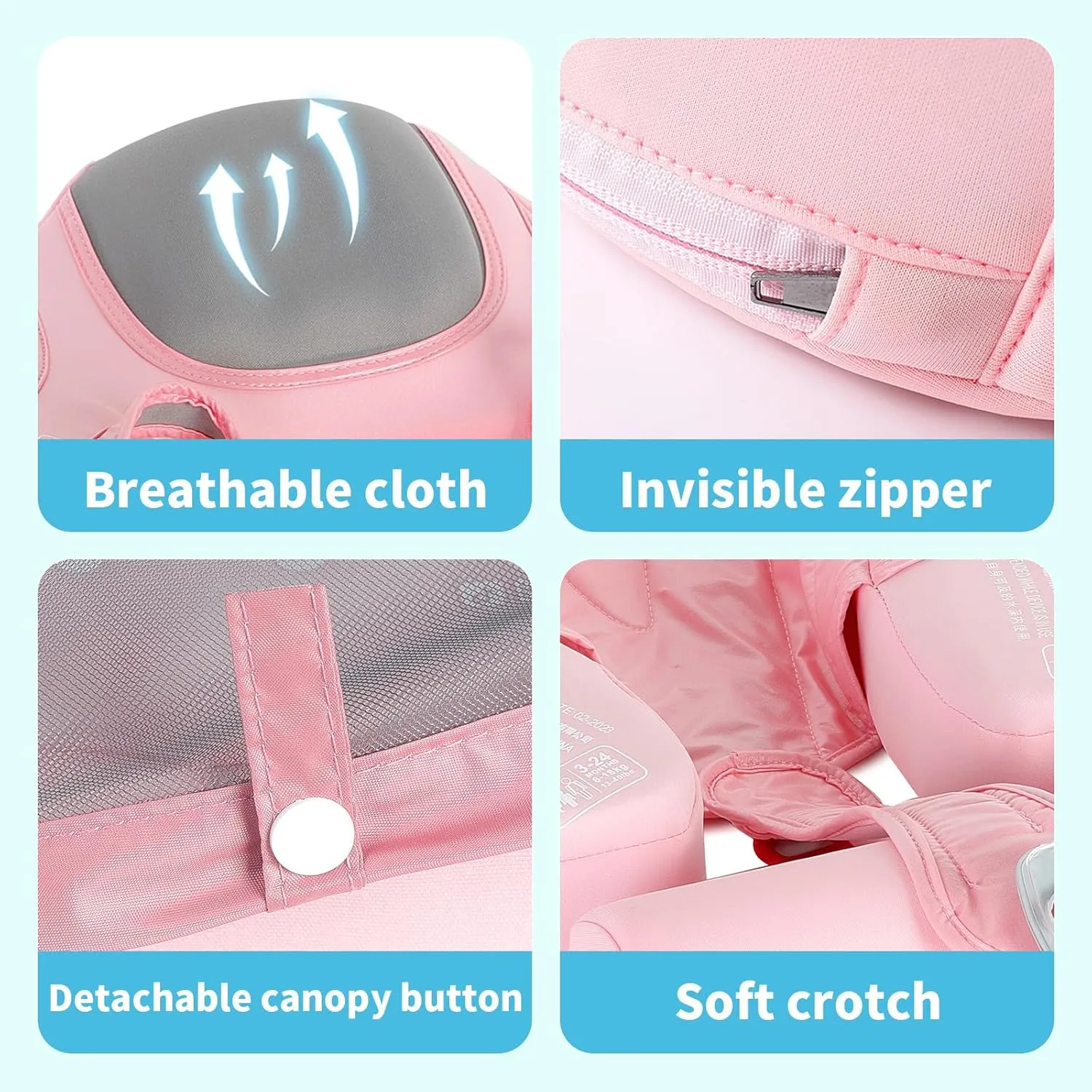 Mambobaby Float with Canopy and Tail New Upgraded Non-Inflatable Baby Pool Float Mambo Float Swim Trainer Solid Infant Swim Float Adjustable Pearl Foam Baby Swim Ring