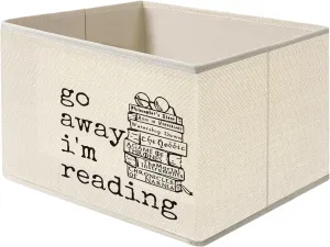 Mancheng-zi Book Kids Collapsible Storage Bins, Go Away I'm Reading Books Storage Organizer Baskets for Kids Boys Girls Bedroom Reading Room Nook Corner Playroom