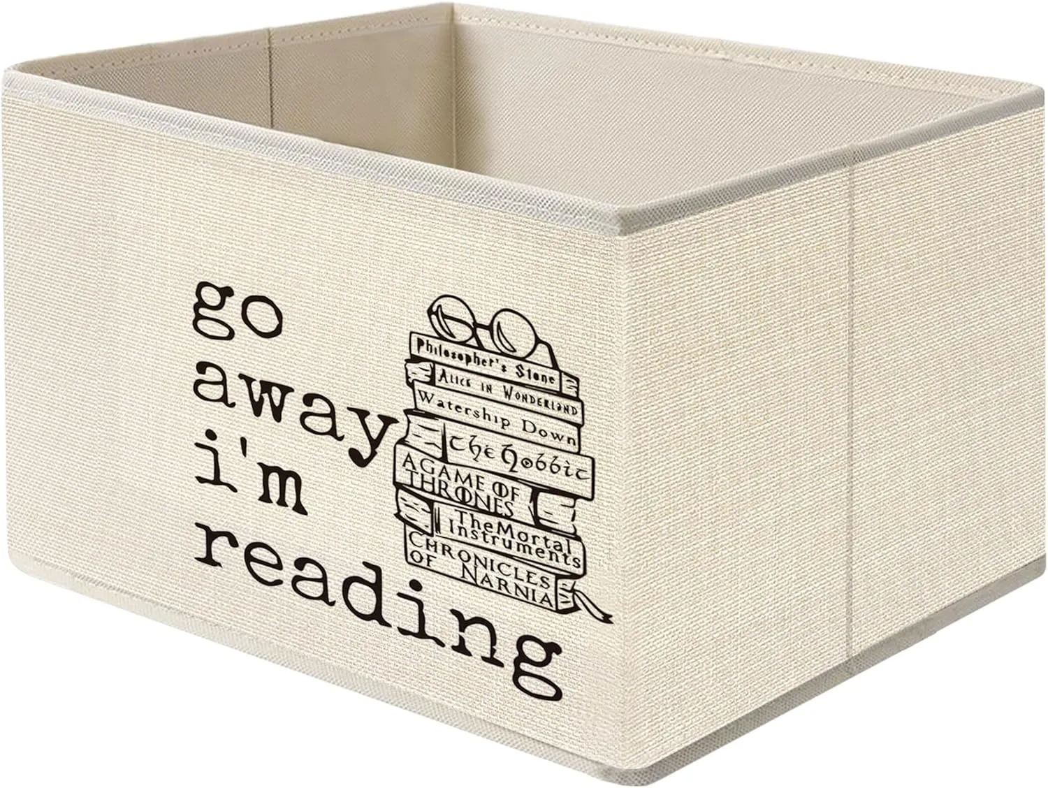 Mancheng-zi Book Kids Collapsible Storage Bins, Go Away I'm Reading Books Storage Organizer Baskets for Kids Boys Girls Bedroom Reading Room Nook Corner Playroom