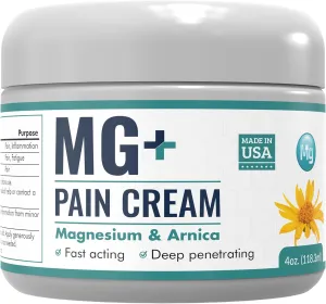 Mars Wellness MG  Pain Cream - Extra Strength Magnesium and Arnica Cream - 4 OZ Tub - Sore Legs and Joints, Leg Cramps, Sports and Arthritis Pain Rub - 1 Pack