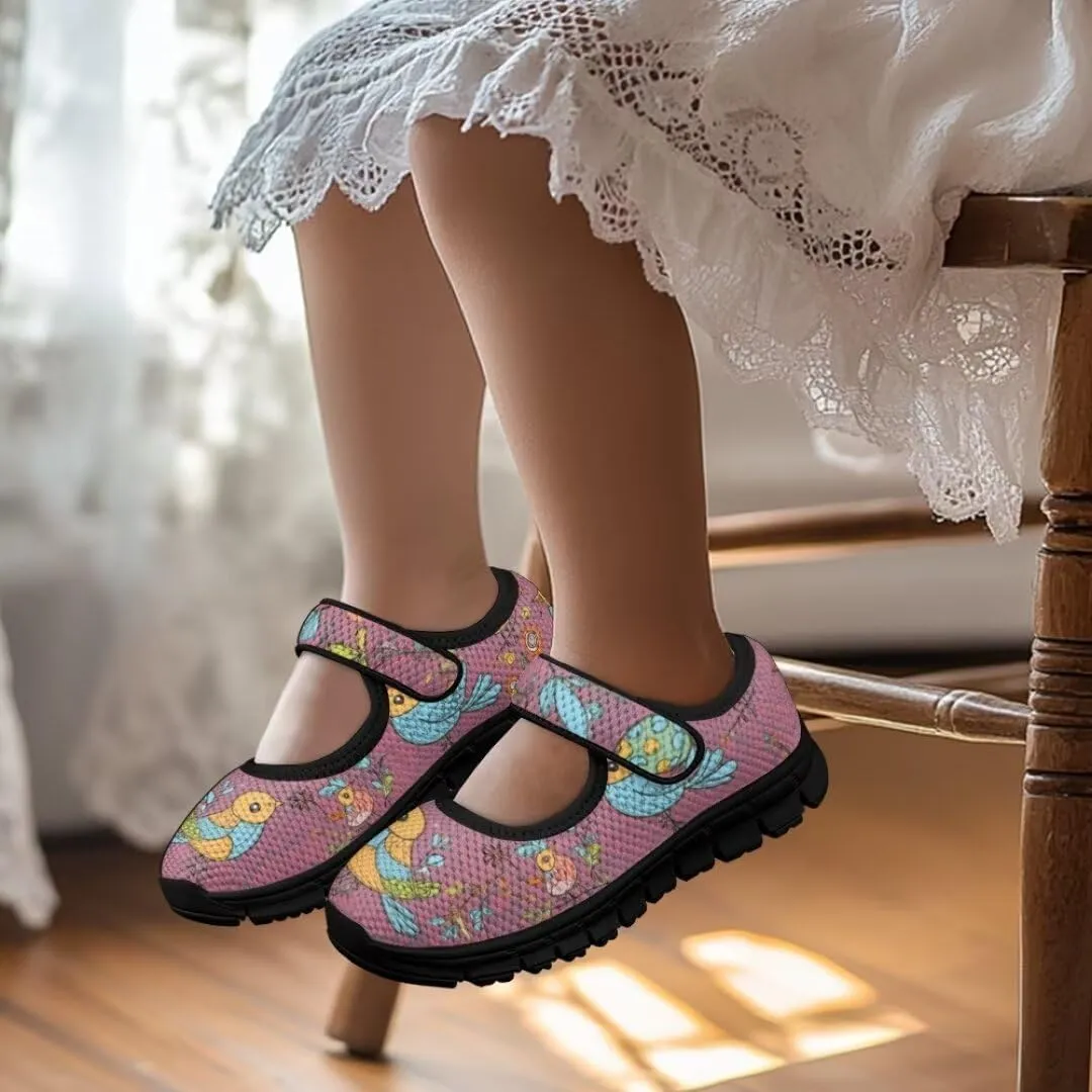 Mary Jane Shoes for Girls Back to School Flats Shoes Toddler Anti-Slip Sneaker with Mesh Upper