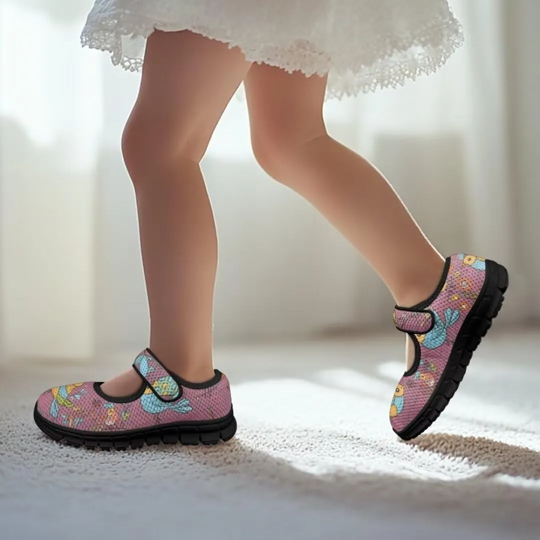 Mary Jane Shoes for Girls Back to School Flats Shoes Toddler Anti-Slip Sneaker with Mesh Upper