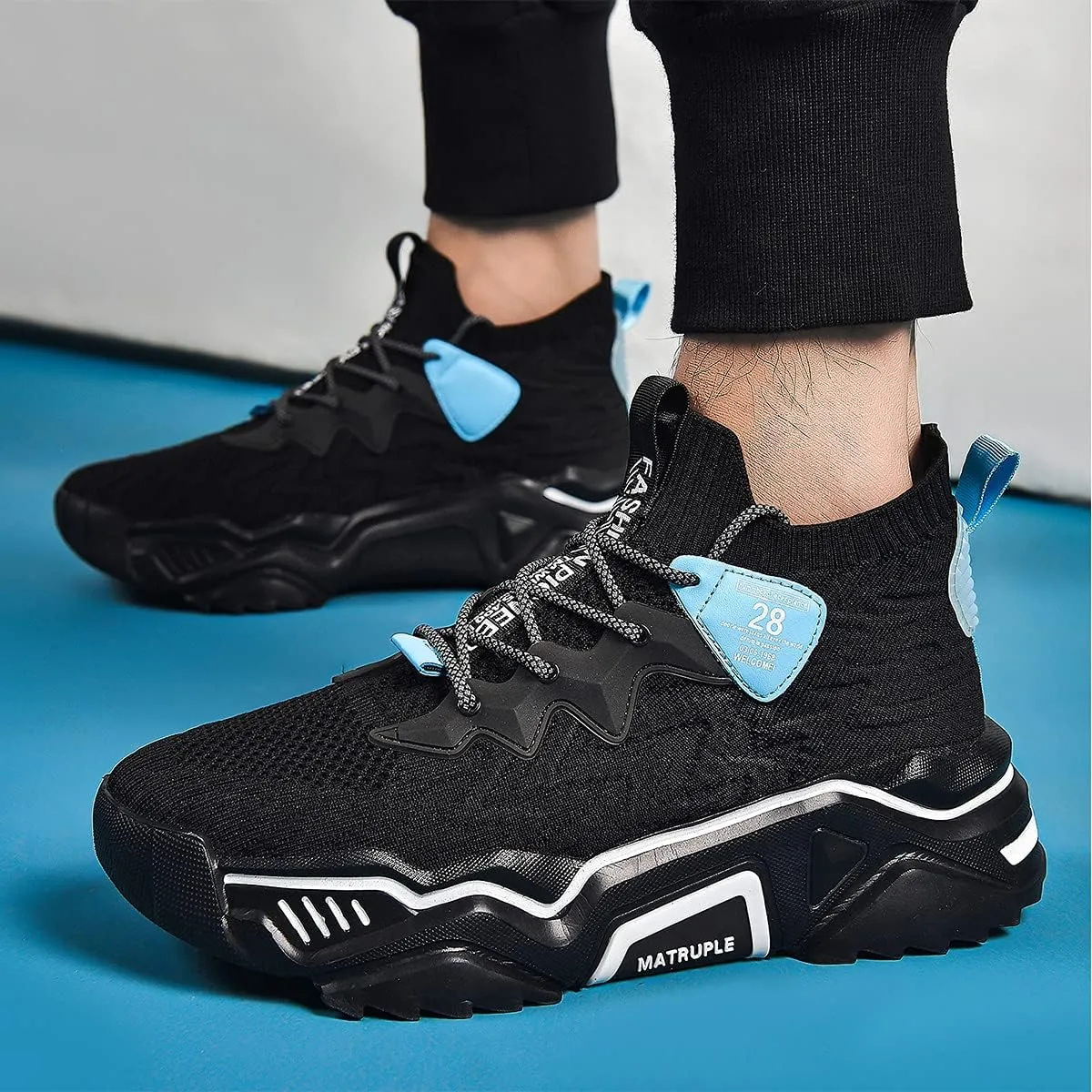 MATRUPLE Mens Fashion Sneakers High Top Casual Shoes Athletic Walking Mesh Comfortable Sports Shoe