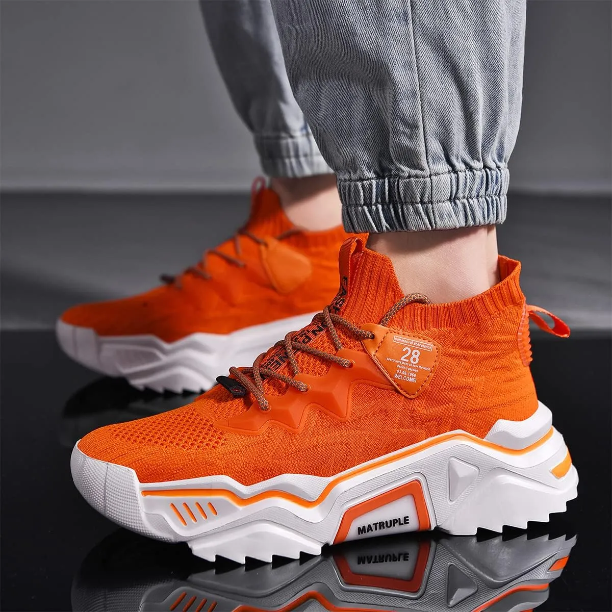 MATRUPLE Mens Fashion Sneakers High Top Casual Shoes Athletic Walking Mesh Comfortable Sports Shoe