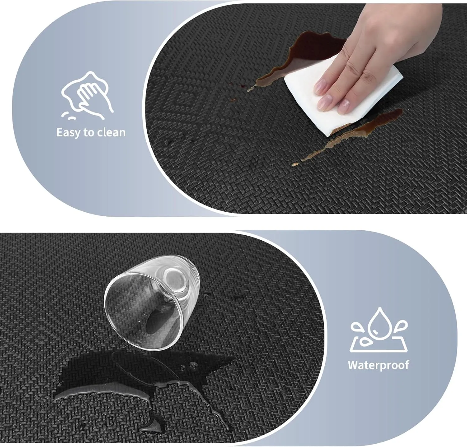Mattitude Kitchen Mat 2PCS Kitchen Rugs Cushioned Anti-Fatigue Rug Waterproof Standing Desk Mat Kitchen Mats for Floor Kitchen Rug Set for Kitchen, Sink, Office 17.3"×30" 17.3"×59" Black