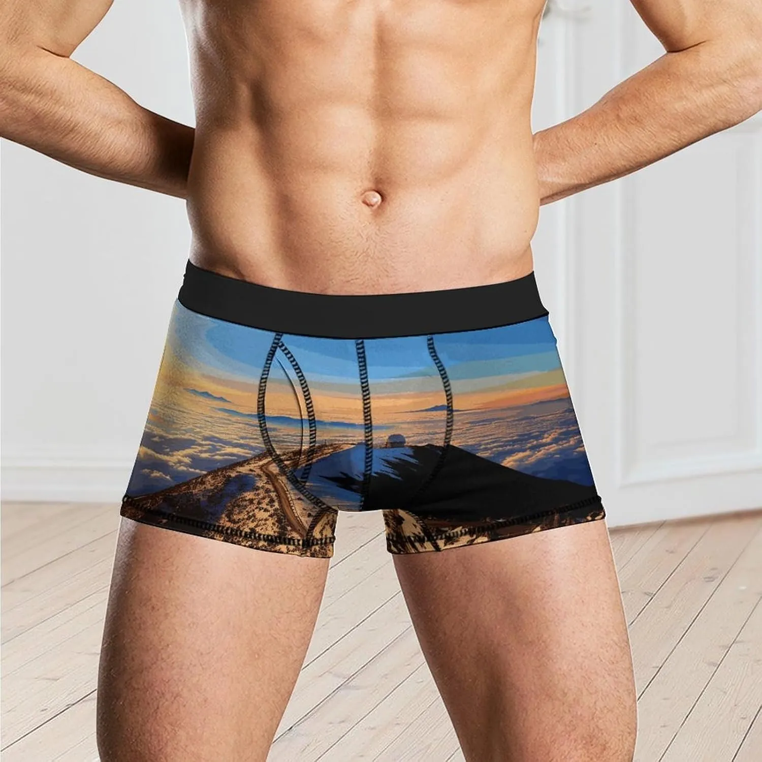 Mauna Kea Summit Sunset Boxer Briefs for Men Breathable Underwear Boxer Brief Comfort Soft Trunk Underwear for Men