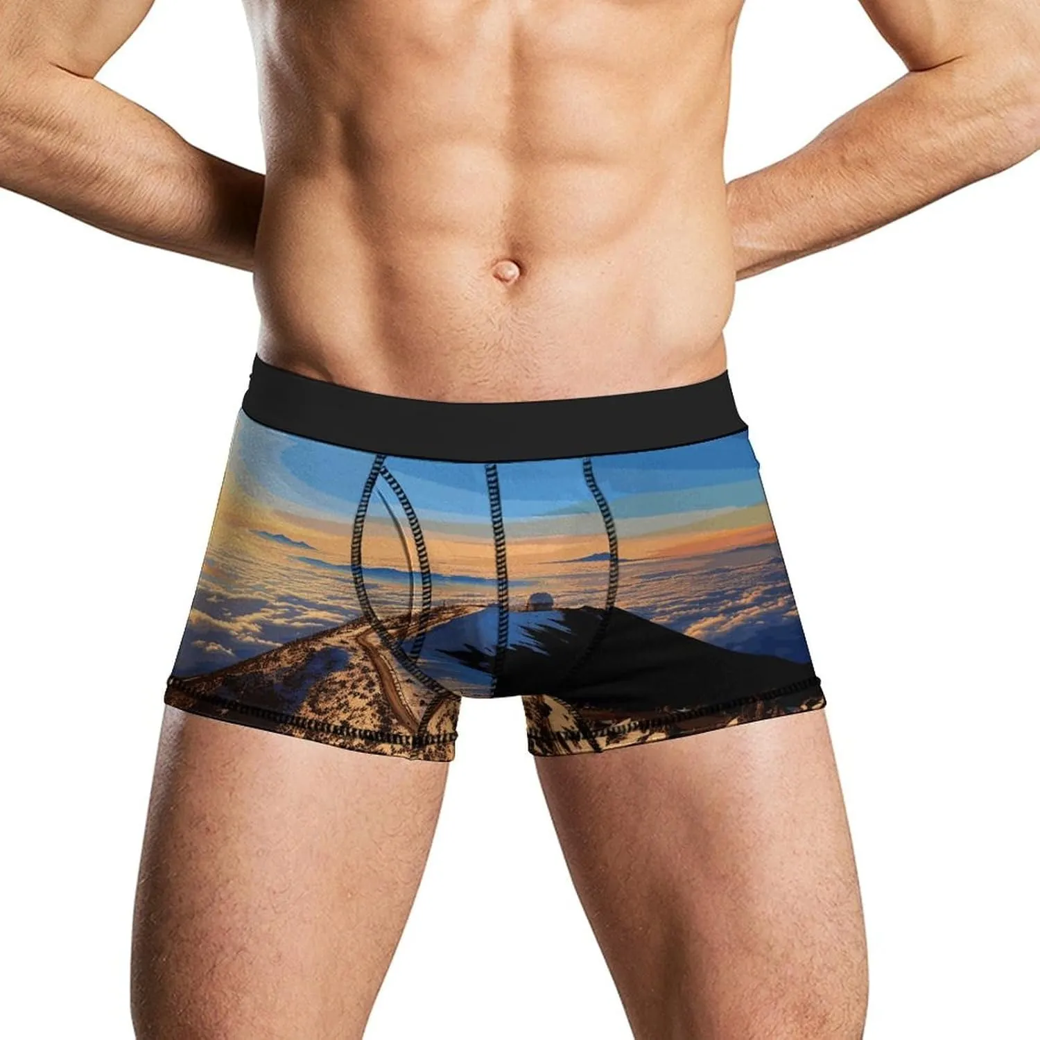 Mauna Kea Summit Sunset Boxer Briefs for Men Breathable Underwear Boxer Brief Comfort Soft Trunk Underwear for Men