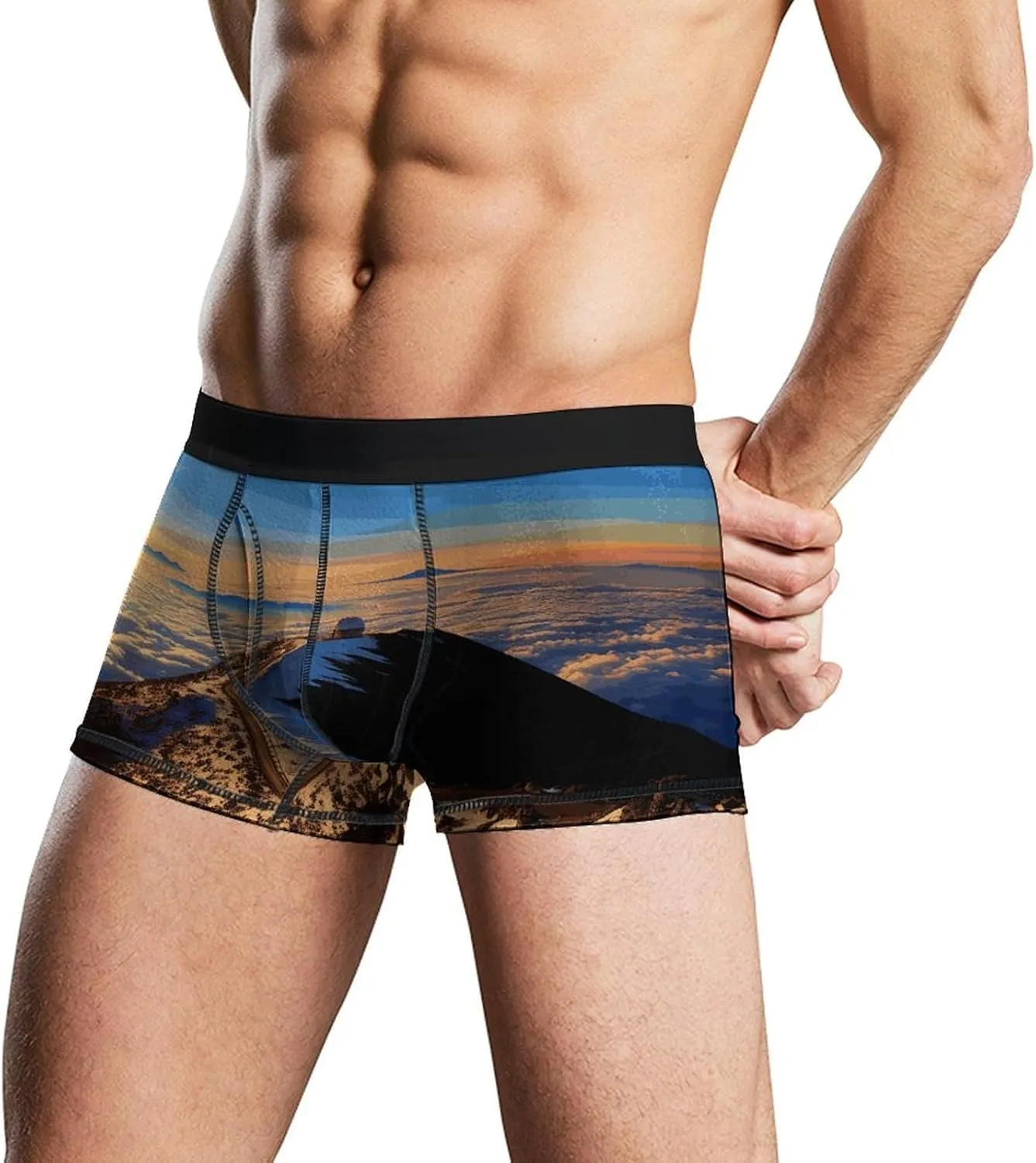 Mauna Kea Summit Sunset Boxer Briefs for Men Breathable Underwear Boxer Brief Comfort Soft Trunk Underwear for Men
