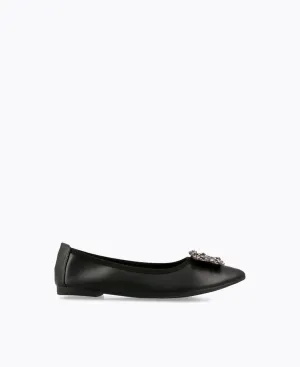 Mavis Jewel Flat Pumps - Black